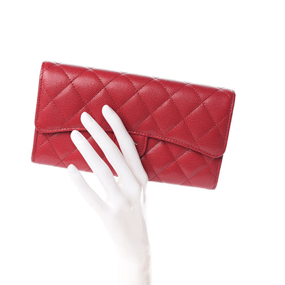 Chanel Caviar Quilted Large Gusset Flap Wallet Pink 2 of 9