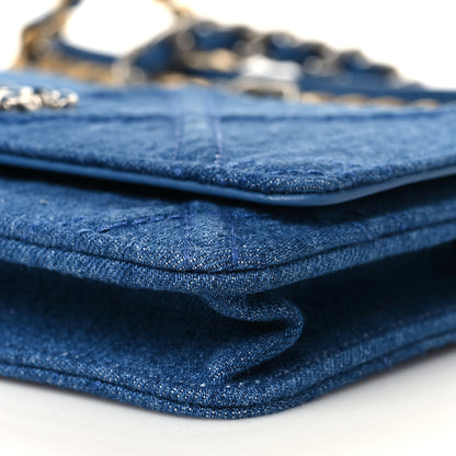 Chanel Denim Quilted Chanel 19 Wallet On Chain WOC Blue 10 of 11