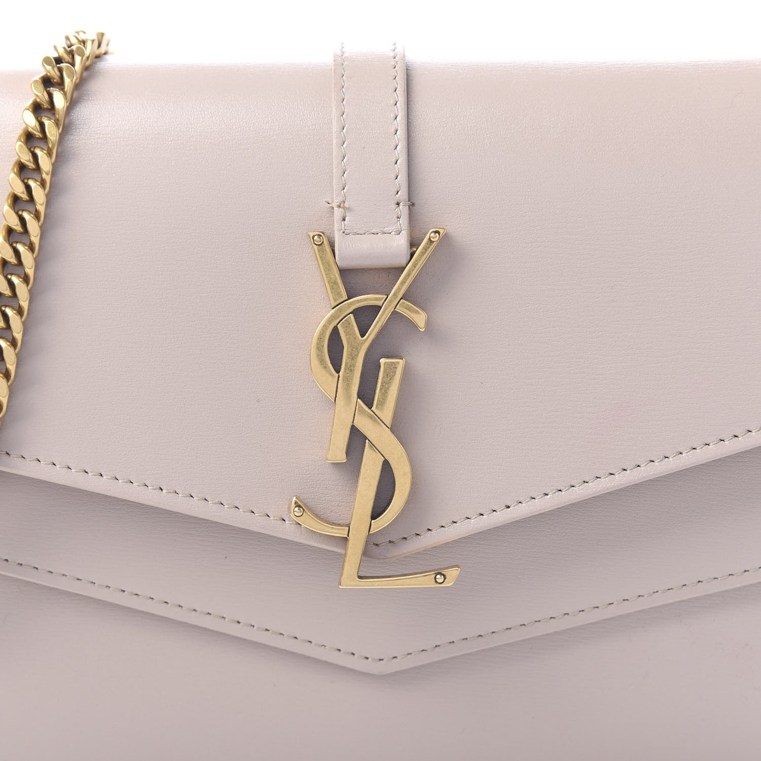 Saint Laurent Smooth Calfskin Sulpice Monogram Chain Wallet Light Natural 9 of 9
