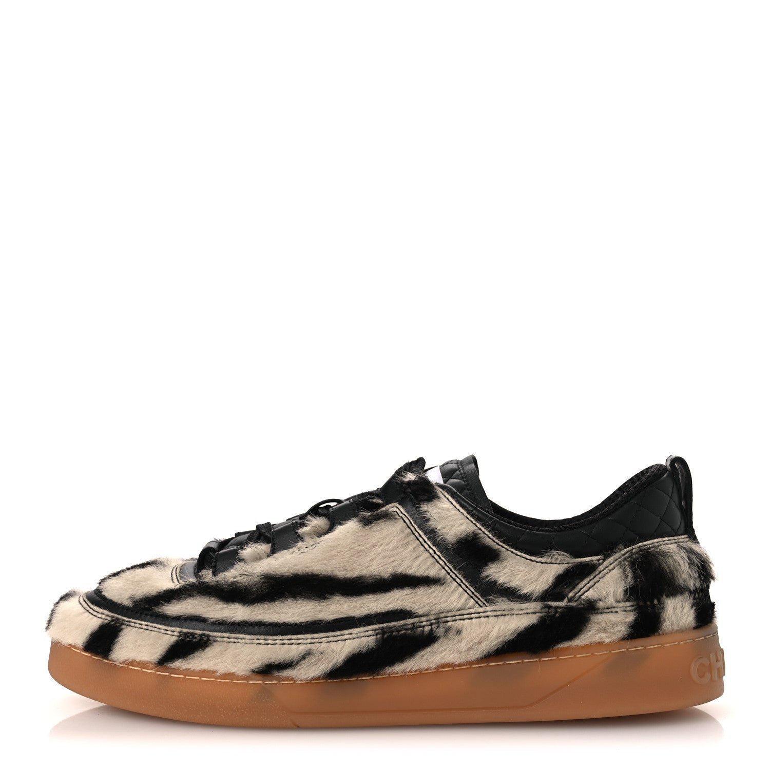 Chanel Lambskin Mixed Fibers Printed Quilted Sneakers 41 White Black 1 of 12