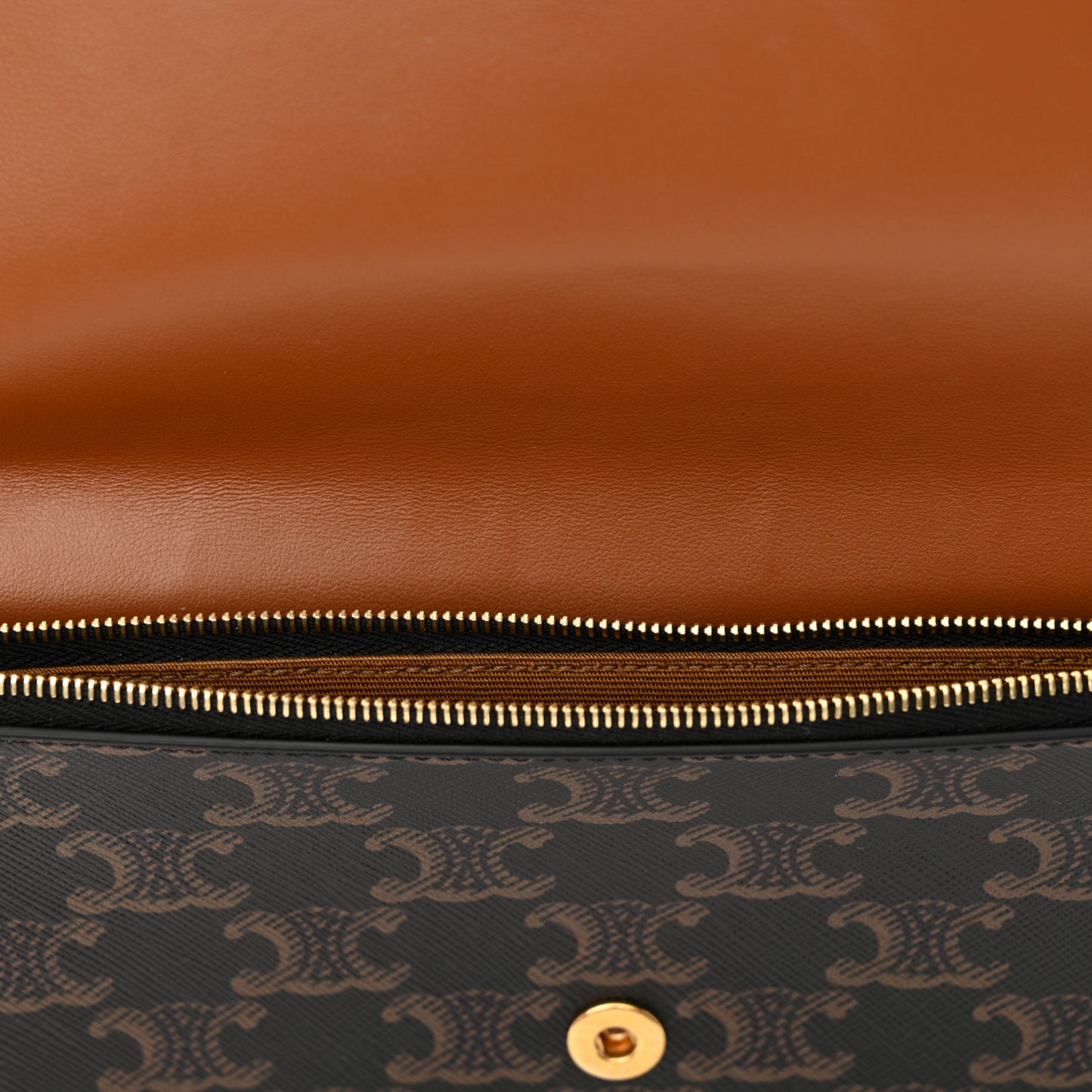 Triomphe Canvas Lambskin Wallet On Strap Tan