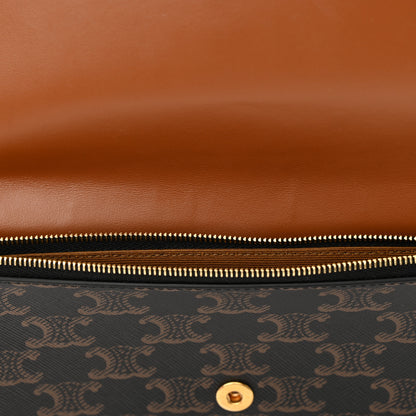 Celine Triomphe Canvas Lambskin Wallet On Strap Tan 12 of 14