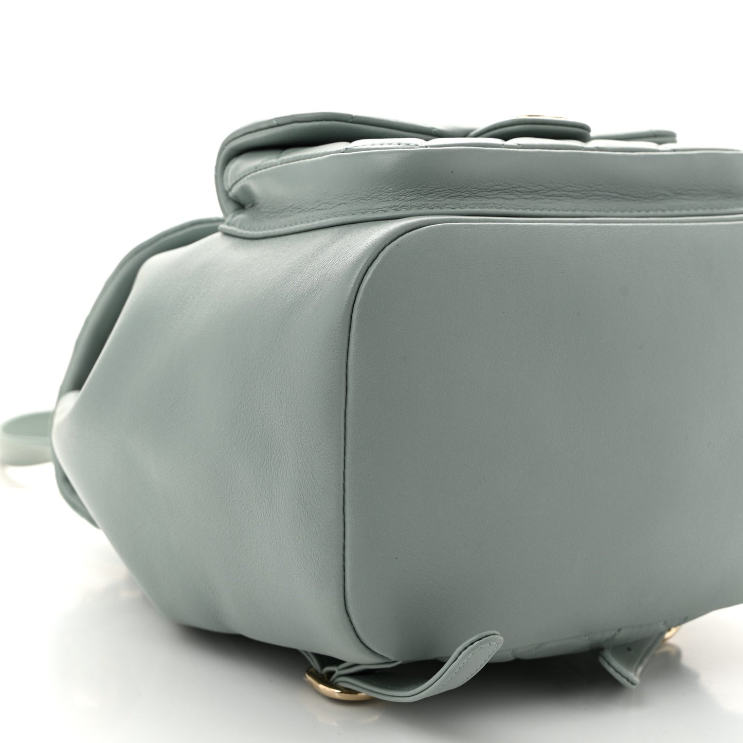 Lambskin Quilted Large Duma Drawstring Backpack Grey