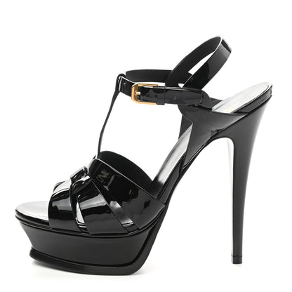 Saint Laurent Patent Tribute 105 Platform Sandals 37 Black 1 of 11