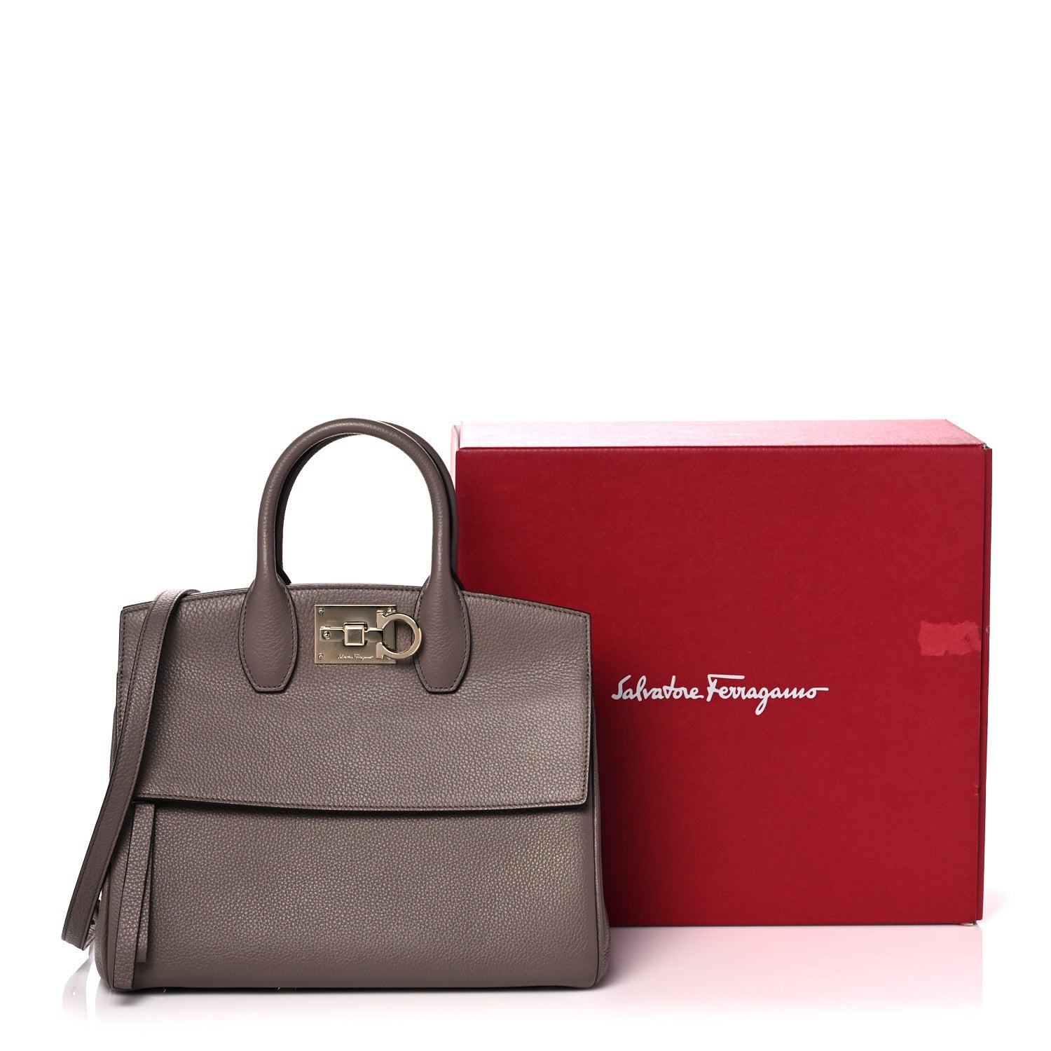 Salvatore Ferragamo Calfskin Studio Bag Caraway Seed 13 of 13