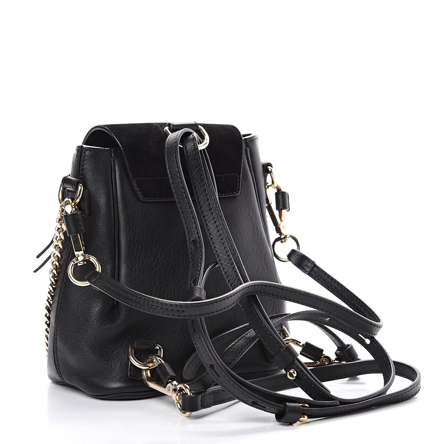 Suede Calfskin Mini Faye Backpack Black