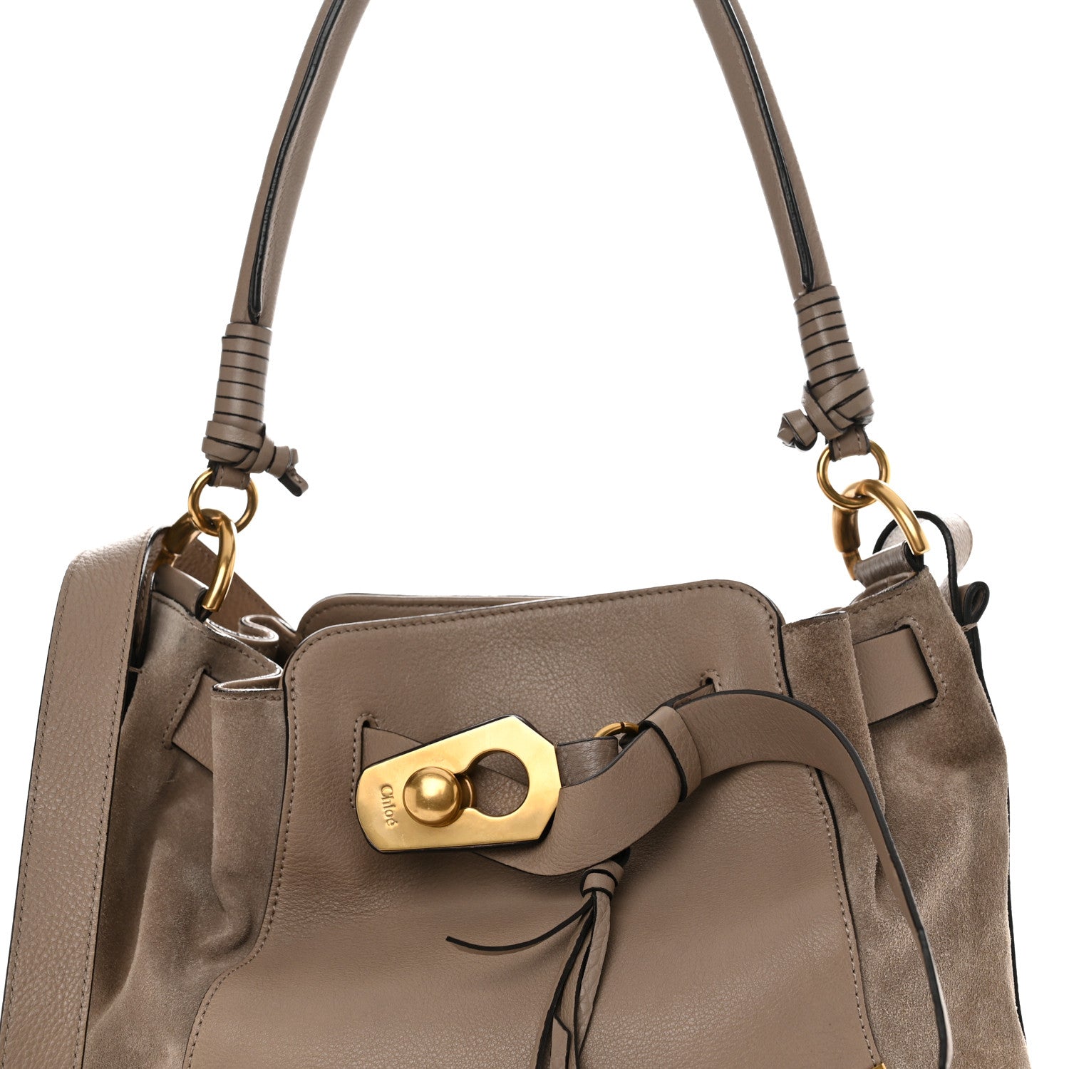 Chloe Suede Calfskin Medium Owen Bucket Bag Motty Grey 8 of 11
