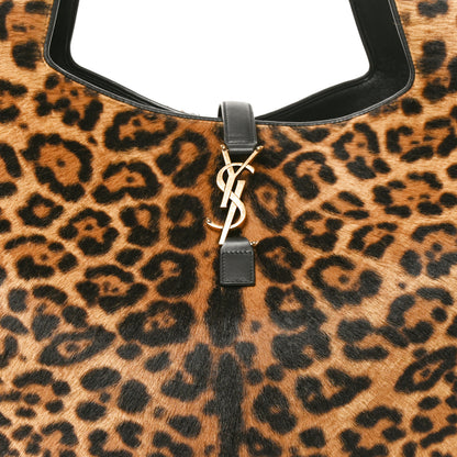 Saint Laurent Pony Hair Nappa Leopard Print Le 5 A 7 Bea Tote Earth Black 14 of 19
