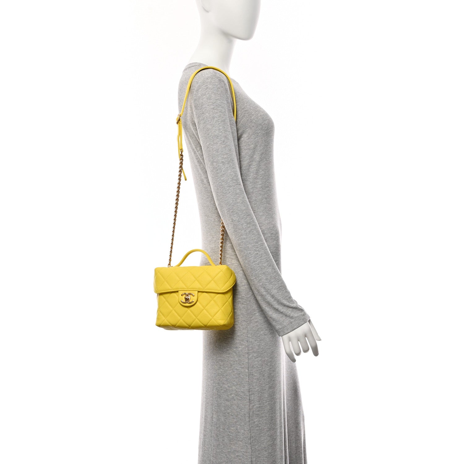 Chanel Caviar Quilted Handy Box Vanity Case Yellow 2 of 10