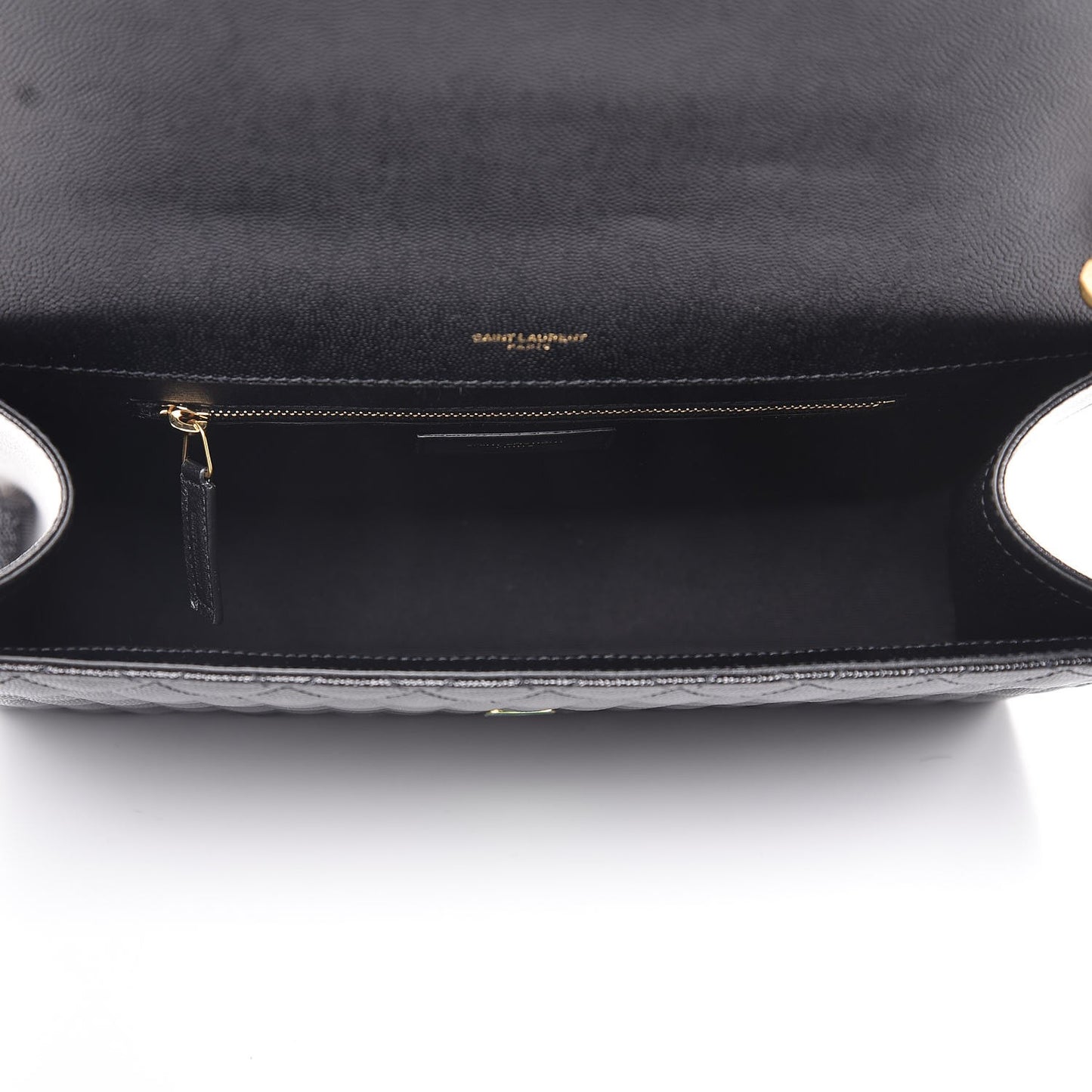 Grain De Poudre Textured Mixed Matelasse Large Triquilt Monogram Satchel Black
