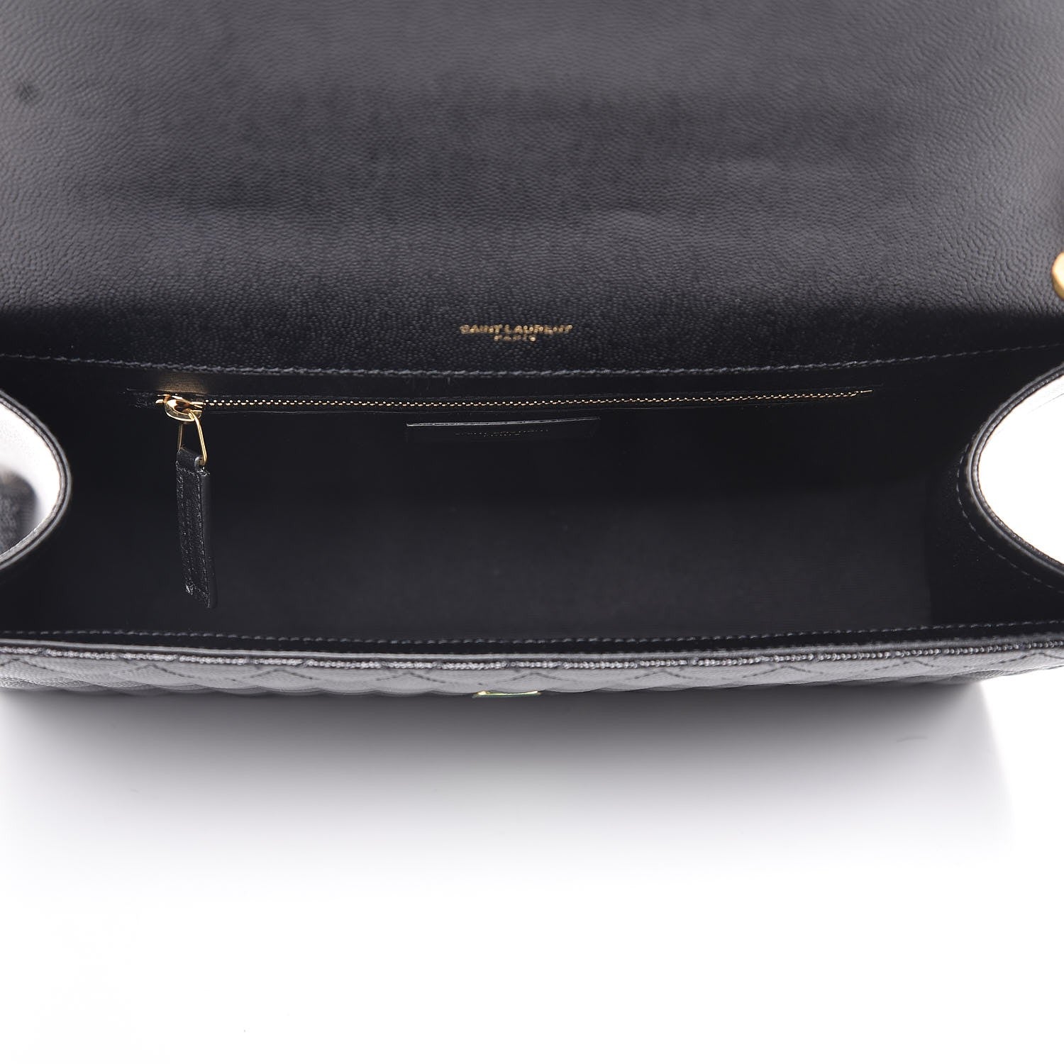 Saint Laurent Grain De Poudre Textured Mixed Matelasse Large Triquilt Monogram Satchel Black 5 of 7