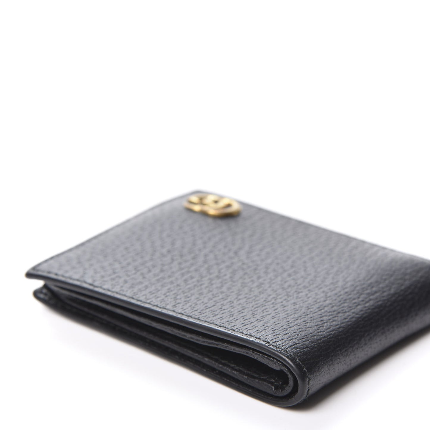 Calfskin Boar Effect GG Marmont Bi-Fold Wallet Black