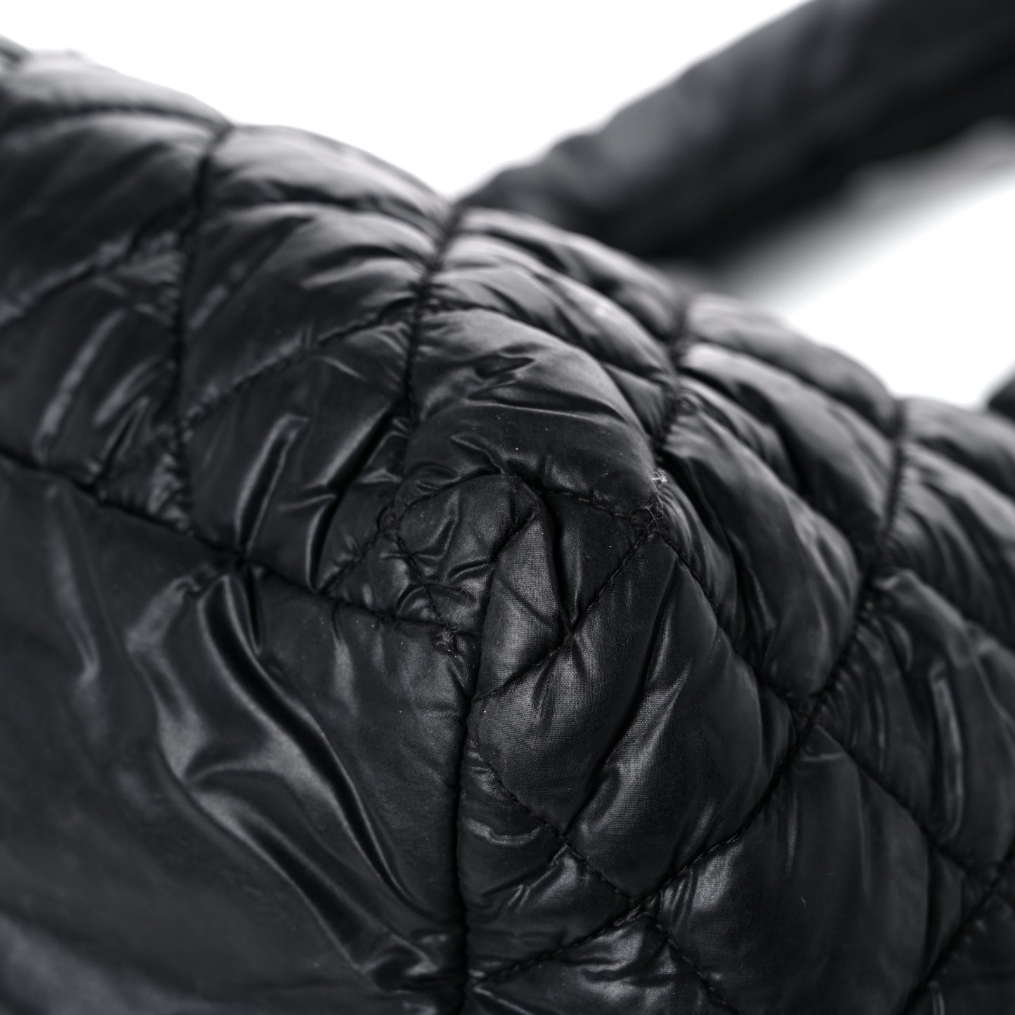 Nylon Quilted Large Coco Cocoon Tote Black