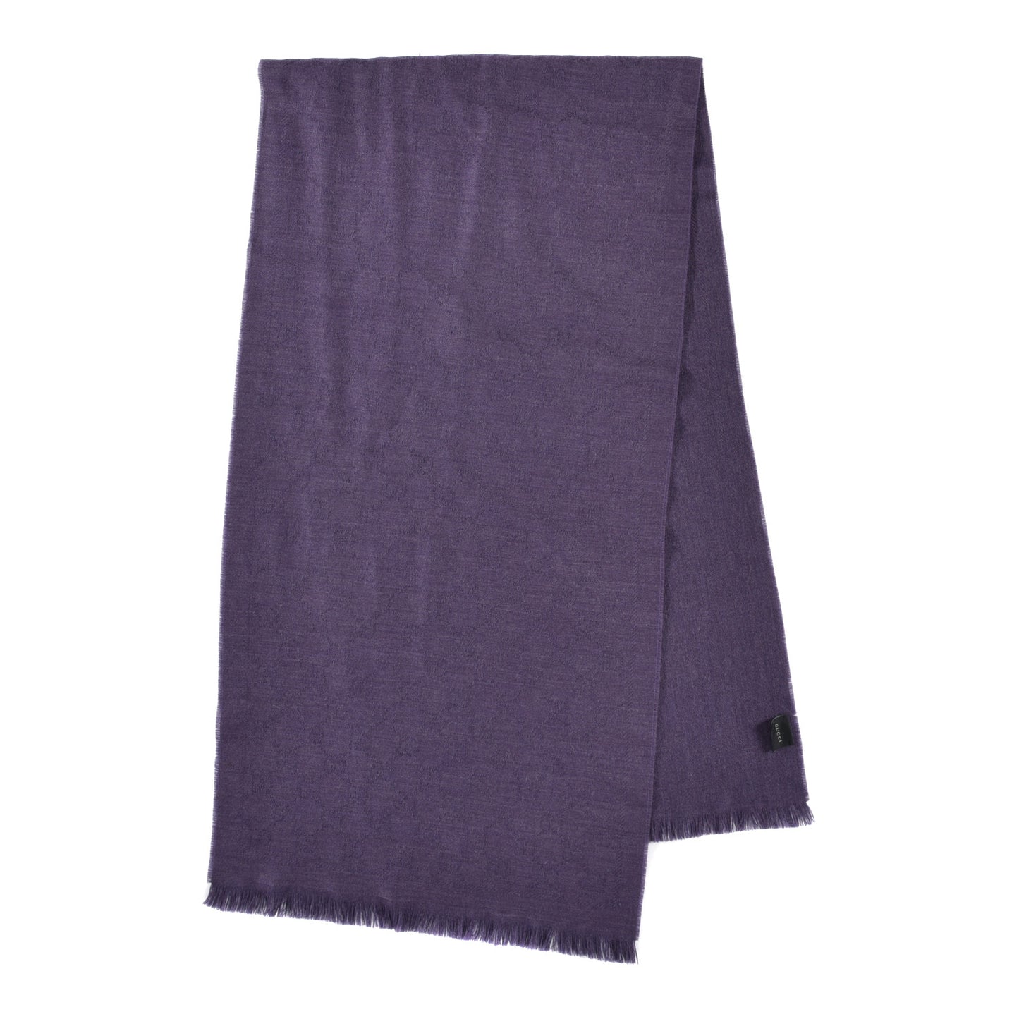Wool Monogram Fringe Scarf Purple
