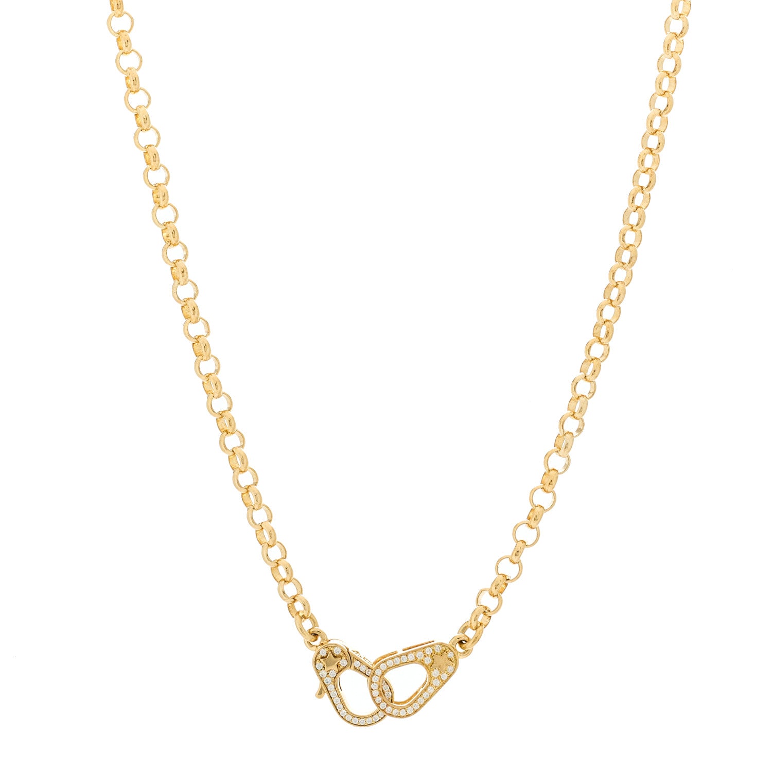 Foundrae 18K Yellow Gold Diamond Heavy Belcher Sister Hook Chain Necklace 1 of 5
