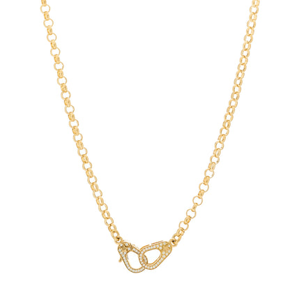 Foundrae 18K Yellow Gold Diamond Heavy Belcher Sister Hook Chain Necklace 1 of 5