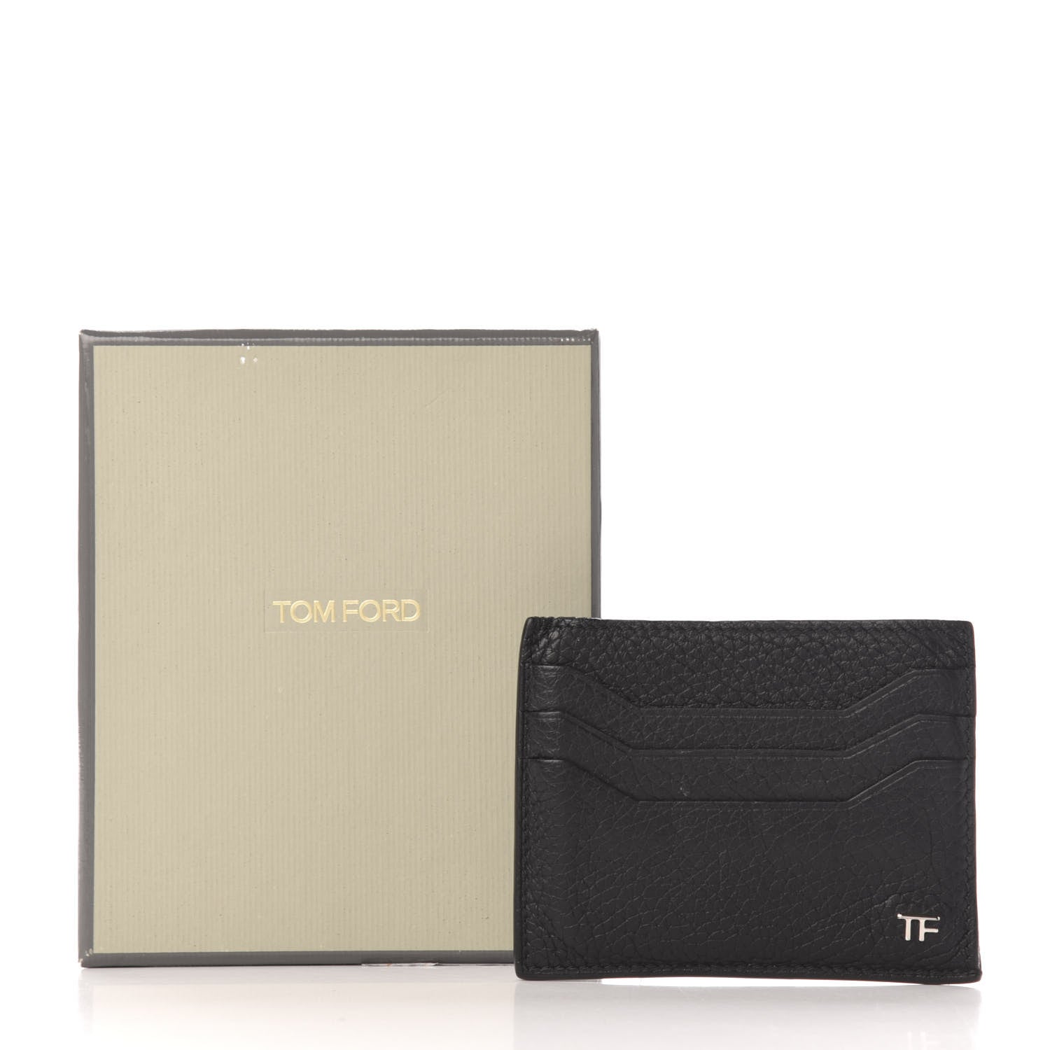 Tom Ford Grained Calfskin Open Side Card Holder Black 7 of 7