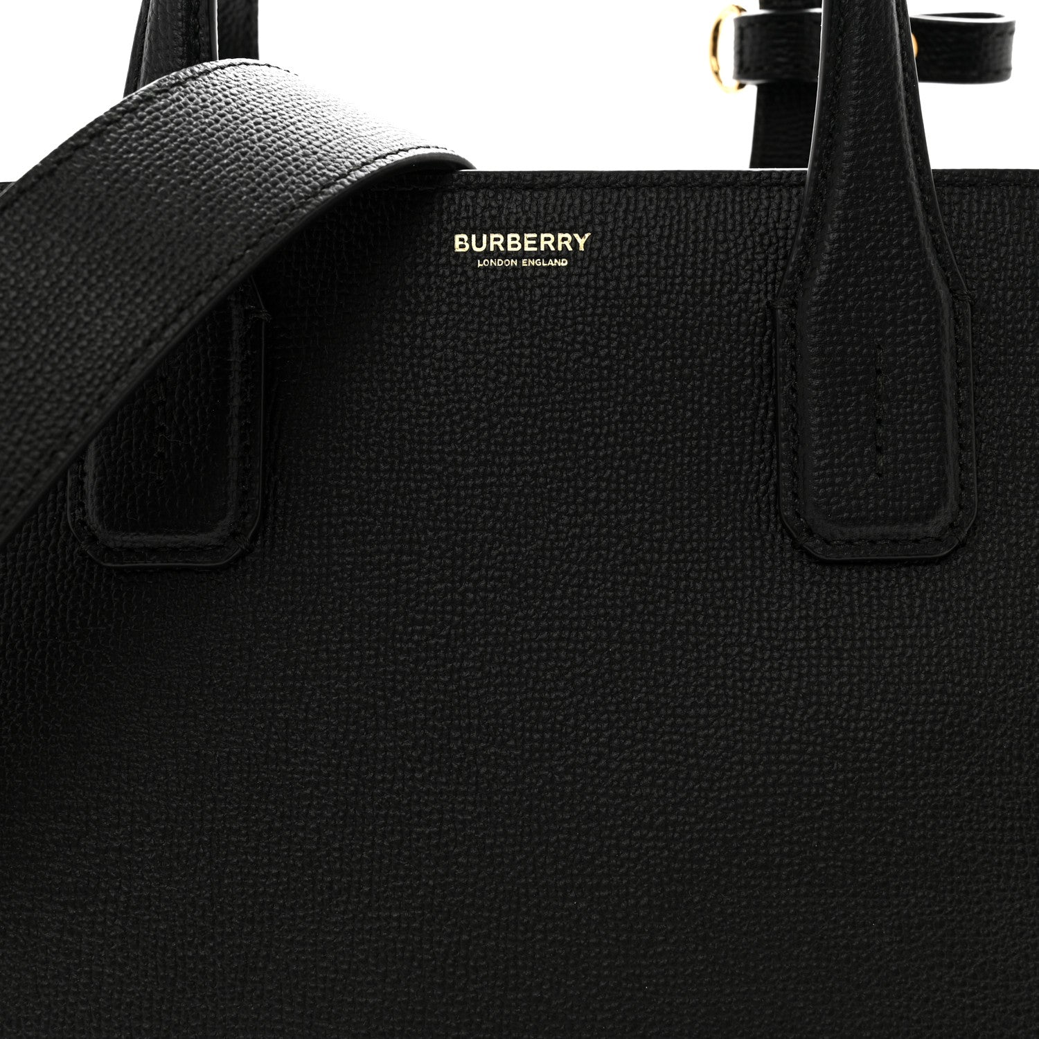 Burberry Derby Calfskin House Check Medium Banner Tote Black 9 of 12