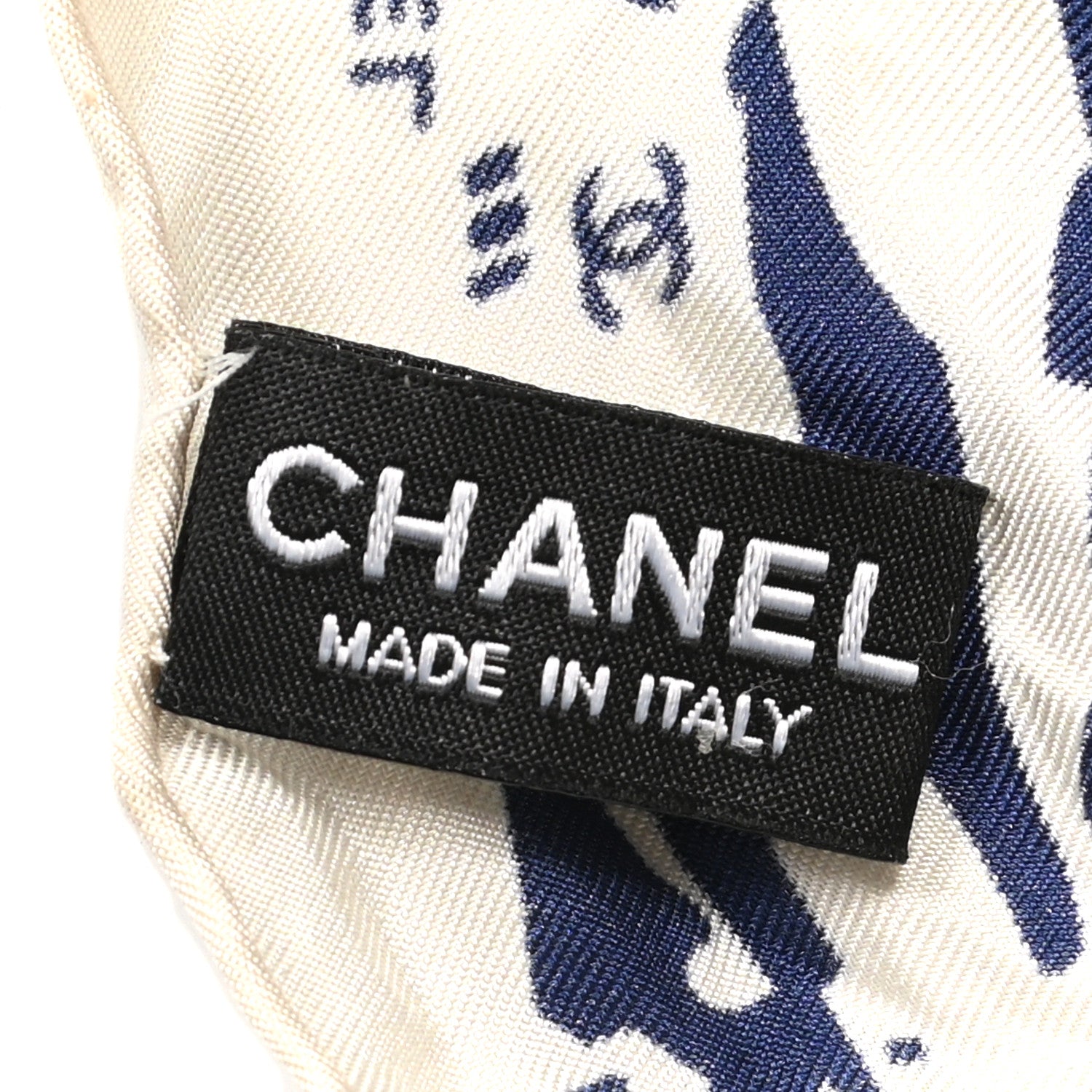 Chanel Silk Twill Hair Scarf Navy Blue White 4 of 5
