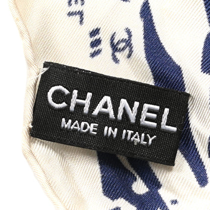 Chanel Silk Twill Hair Scarf Navy Blue White 4 of 5