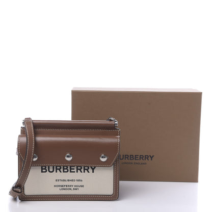 Burberry Smooth Calfskin Canvas Horseferry Print Mini Title Bag with Pocket Natural Malt Brown 15 of 15
