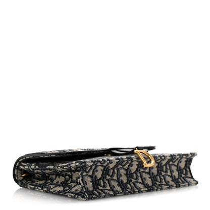 Christian Dior Oblique Saddle Chain Long Wallet Blue 4 of 14