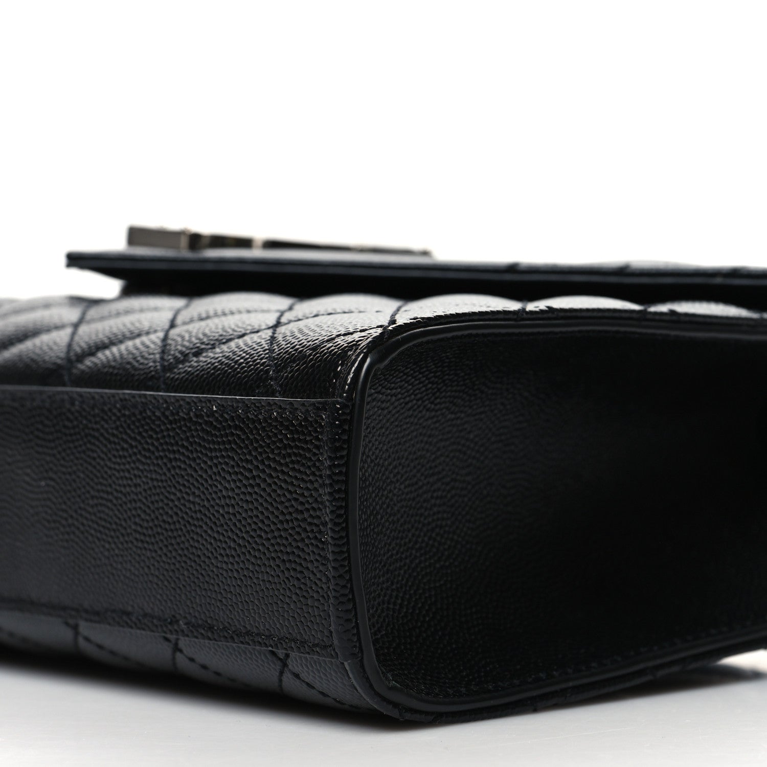 Saint Laurent Grain De Poudre Textured Mixed Matelasse Triquilt Medium Monogram Satchel Black 9 of 9