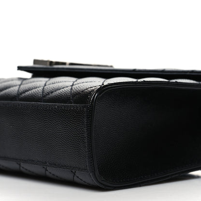 Saint Laurent Grain De Poudre Textured Mixed Matelasse Triquilt Medium Monogram Satchel Black 9 of 9