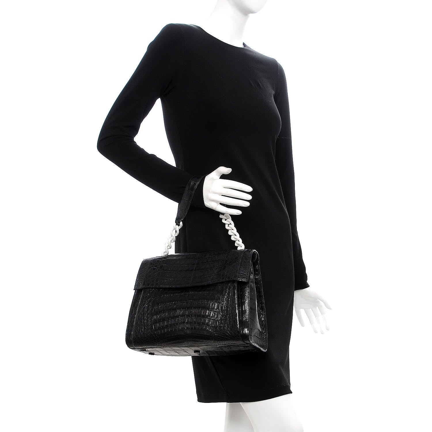 Nancy Gonzalez Crocodile Chain Flap Bag Black 2 of 7