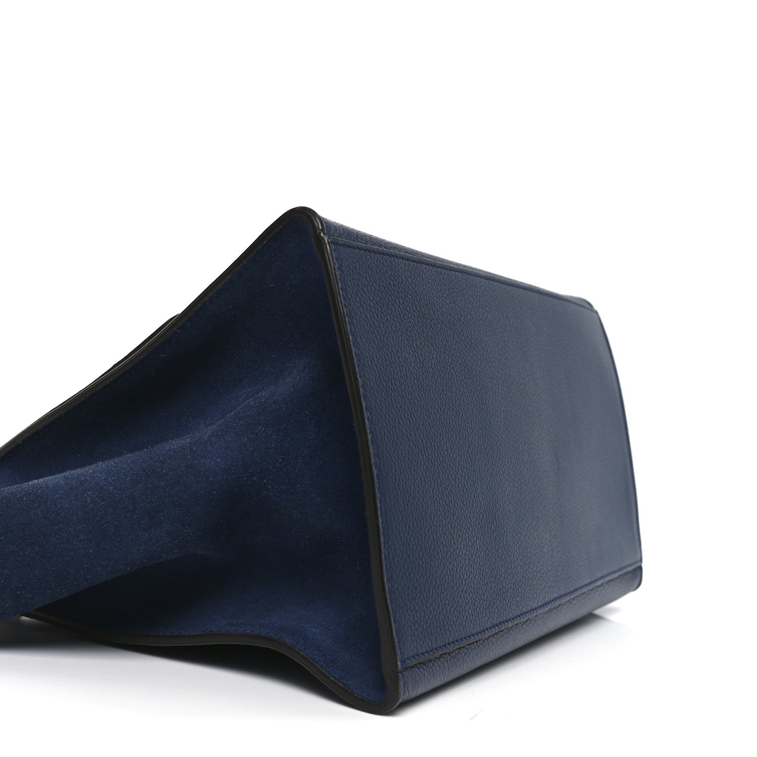 Celine Drummed Calfskin Suede Medium Trapeze Navy Blue 14 of 17