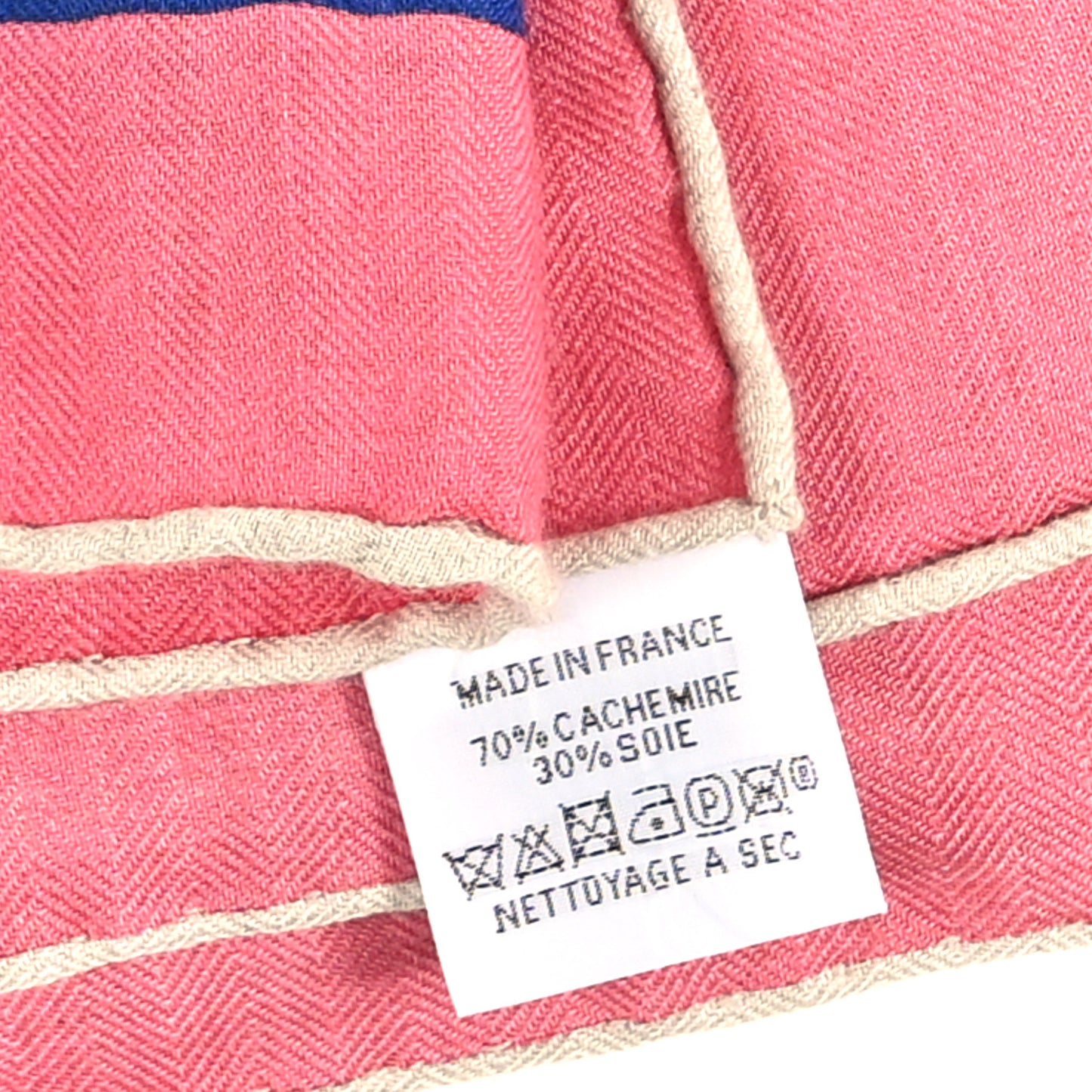 Cashmere Silk Fantaisie D'etriers Shawl 140 Rose Bonbon Naturel Bleu