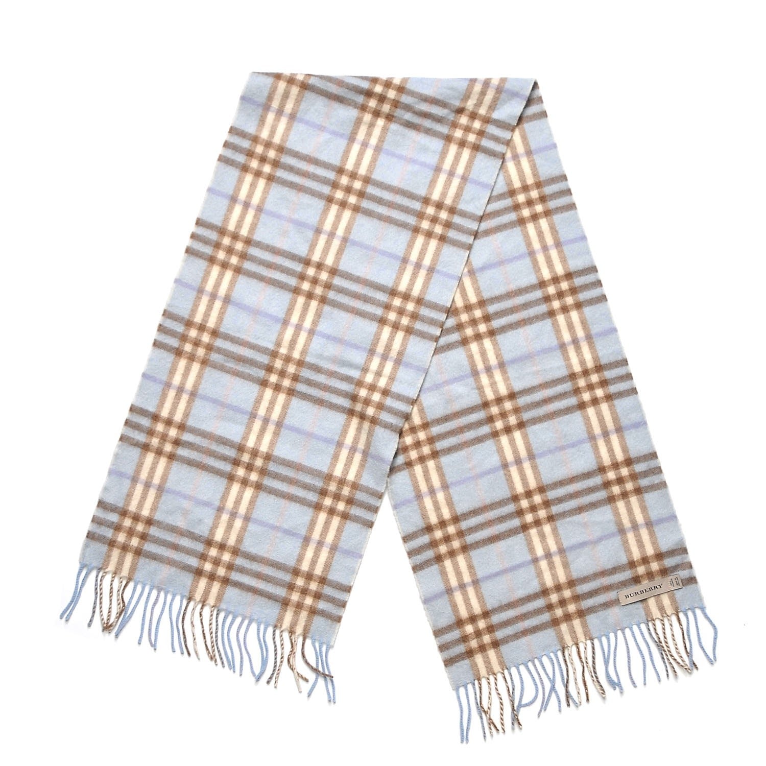 Burberry Cashmere House Check Fringe Scarf Blue 3 of 6