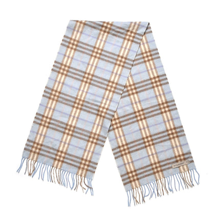 Burberry Cashmere House Check Fringe Scarf Blue 3 of 6