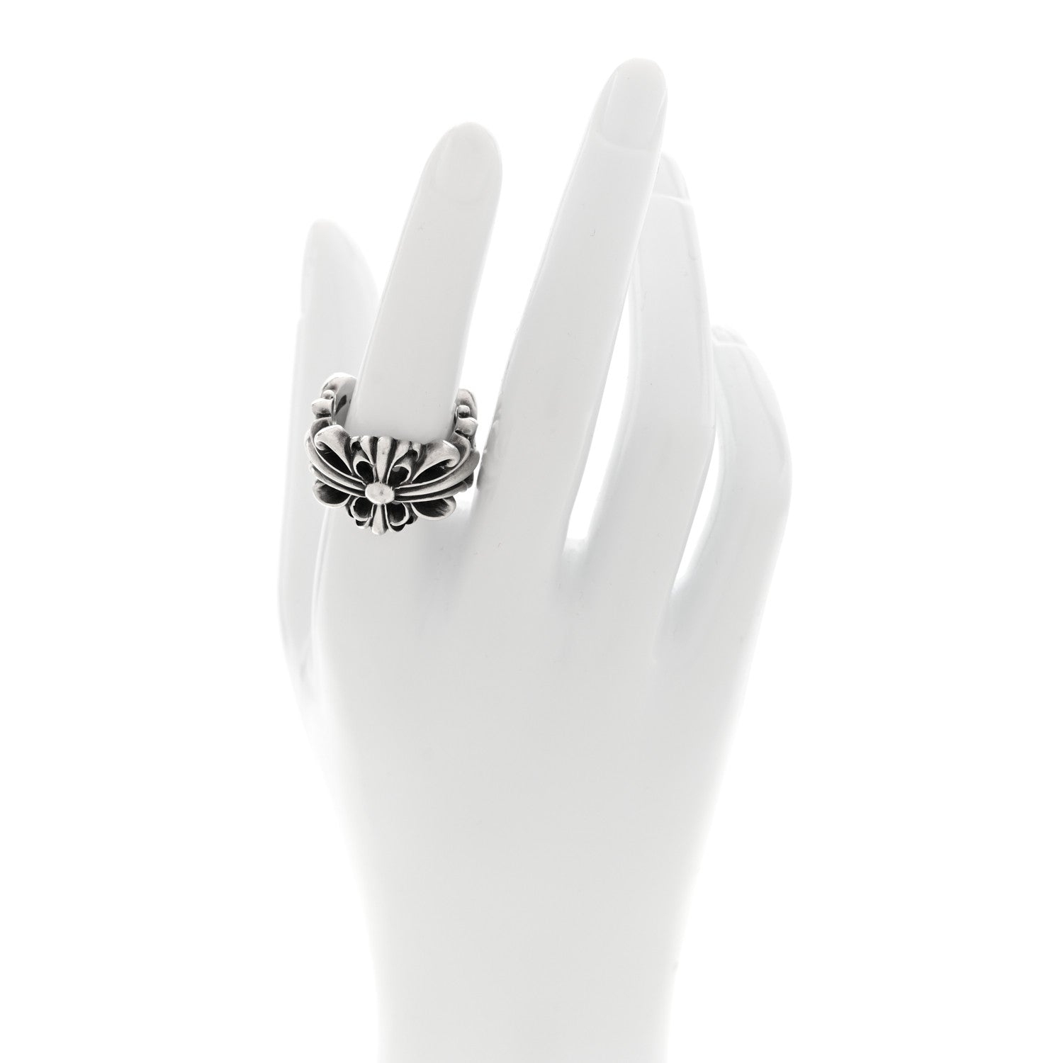 Chrome Hearts Sterling Silver Double Floral Cross Ring 56 7.5 2 of 4