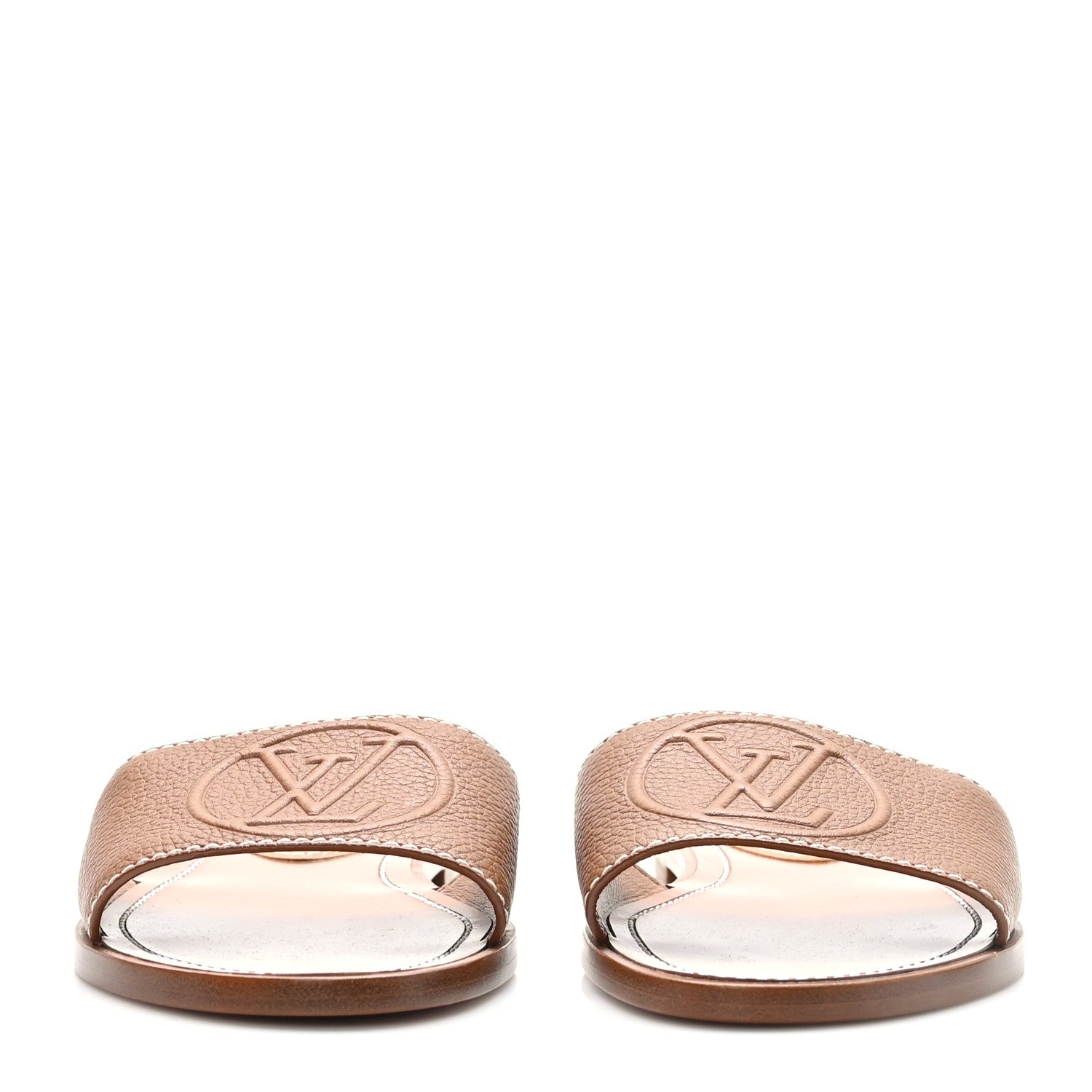 Louis Vuitton Calfskin Lock It Flat Mule 37 Cognac 2 of 9