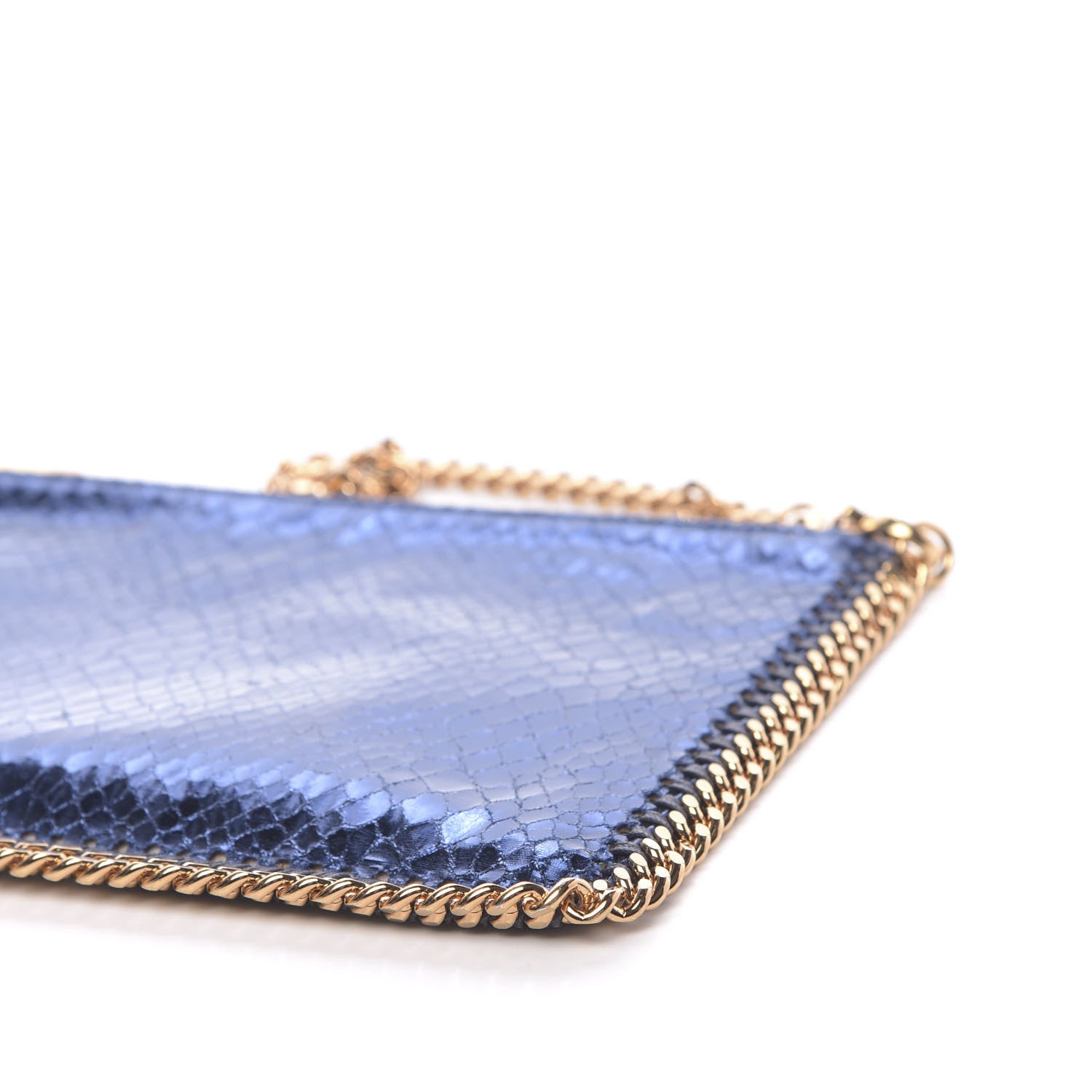 Stella McCartney Metallic Faux Snakeskin Falabella Clutch Blue 9 of 11