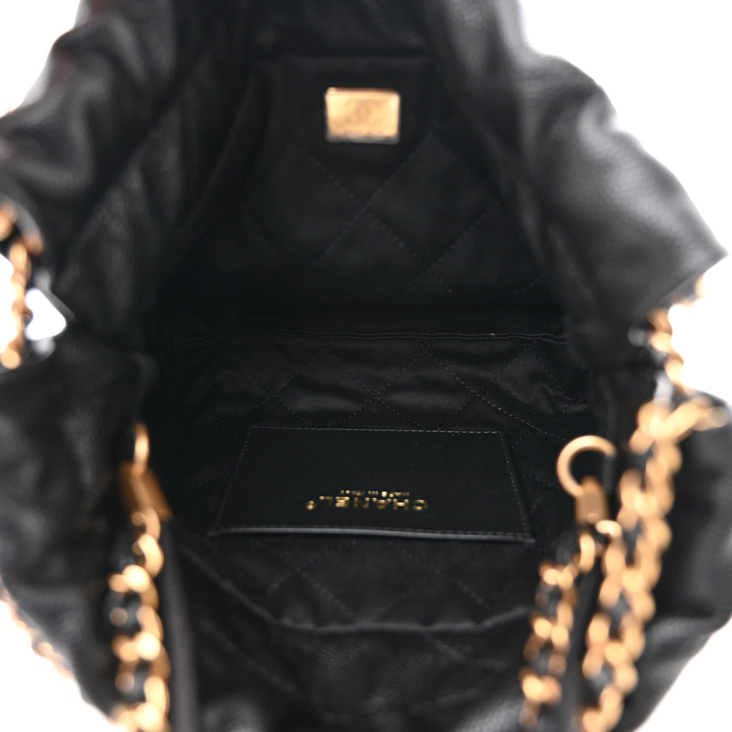Chanel Shiny Caviar Quilted Monochrome Mini Chanel 22 Black 5 of 10