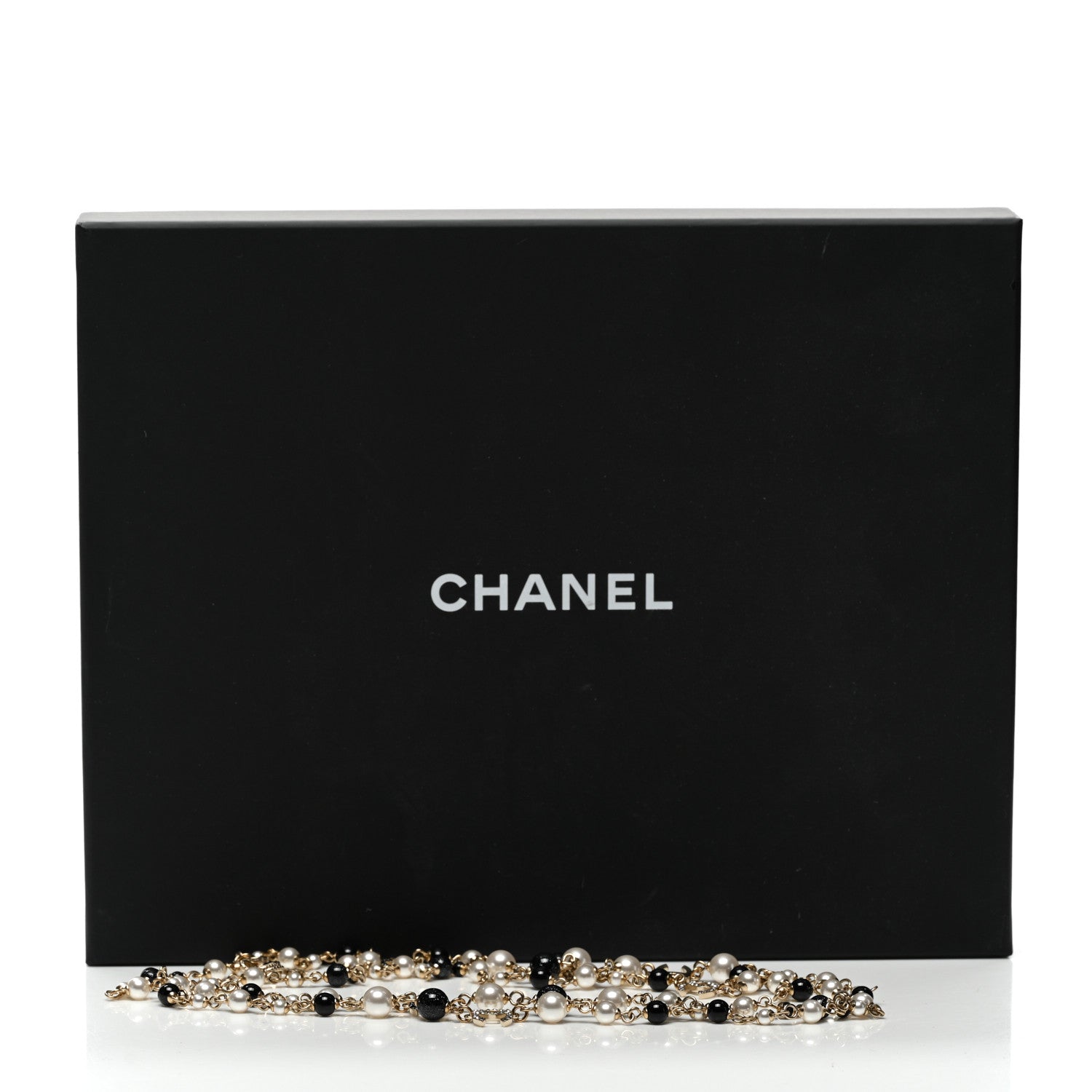 Chanel Pearl Bead Crystal CC Long Necklace Black Gold 6 of 6