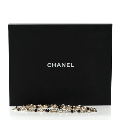 Chanel Pearl Bead Crystal CC Long Necklace Black Gold 6 of 6