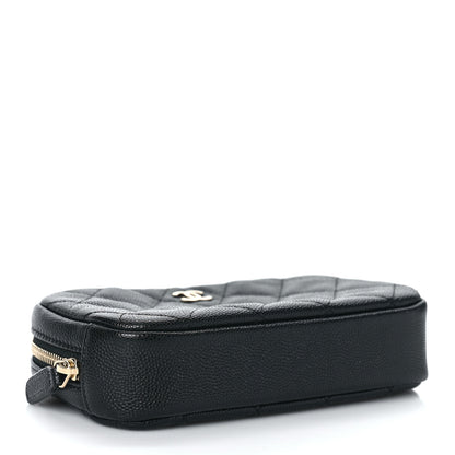 Chanel Caviar Quilted Small Curvy Pouch Cosmetic Case Black 4 of 10