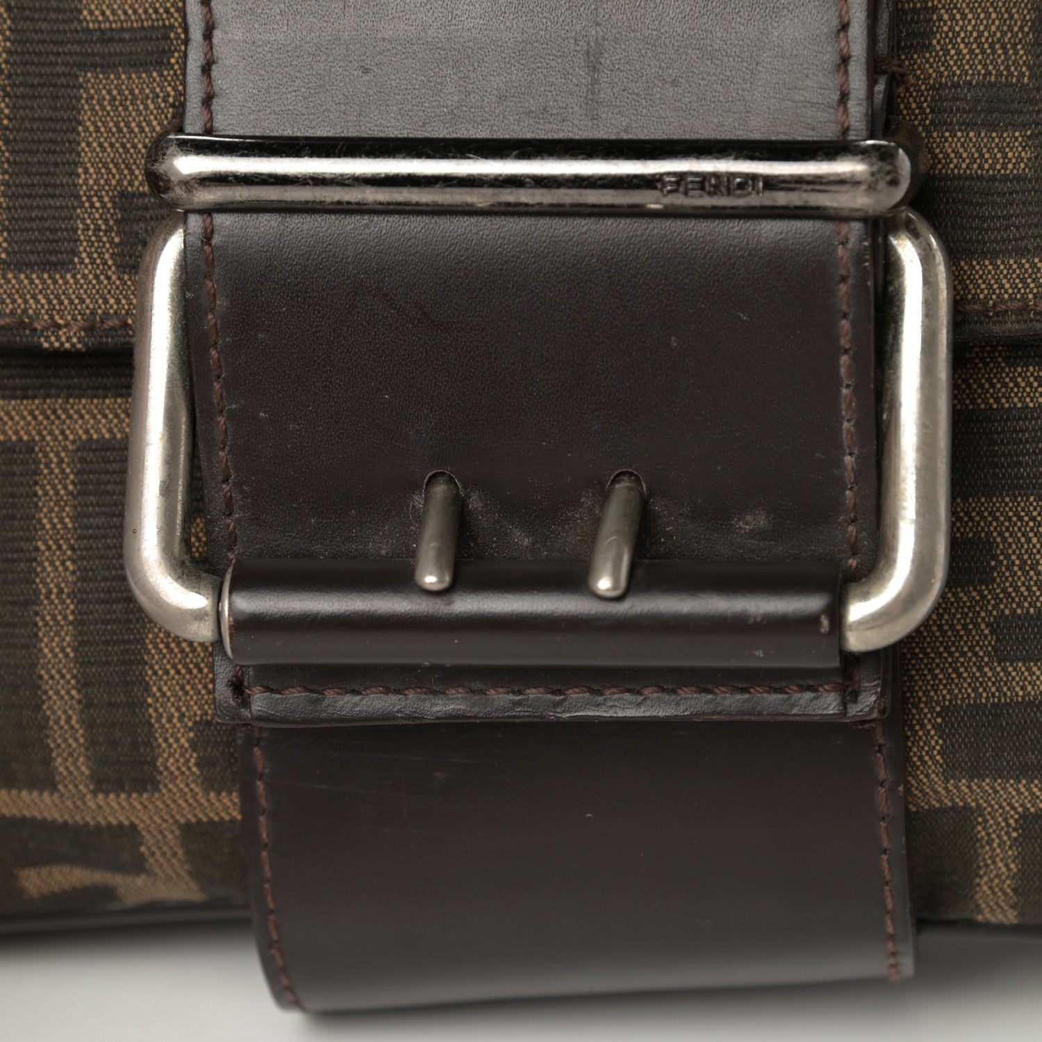 Fendi Zucca Buckle Shoulder Bag Tobacco 14 of 15