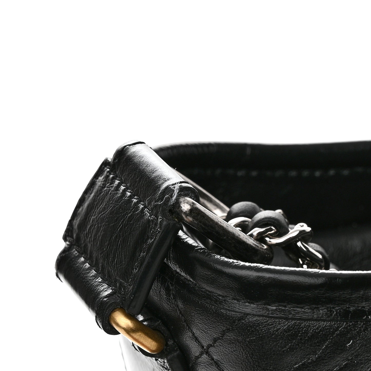 Aged Calfskin Quilted Medium Gabrielle Hobo Black