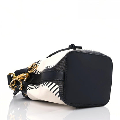 Fendi X JOSHUA VIDES Canvas Calfskin F is Fendi Mini Mon Tresor Bucket Bag White Black 4 of 11