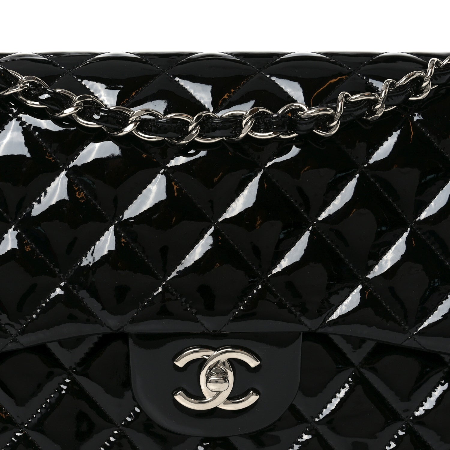 Chanel Patent Quilted Jumbo Double Flap Black 8 of 10