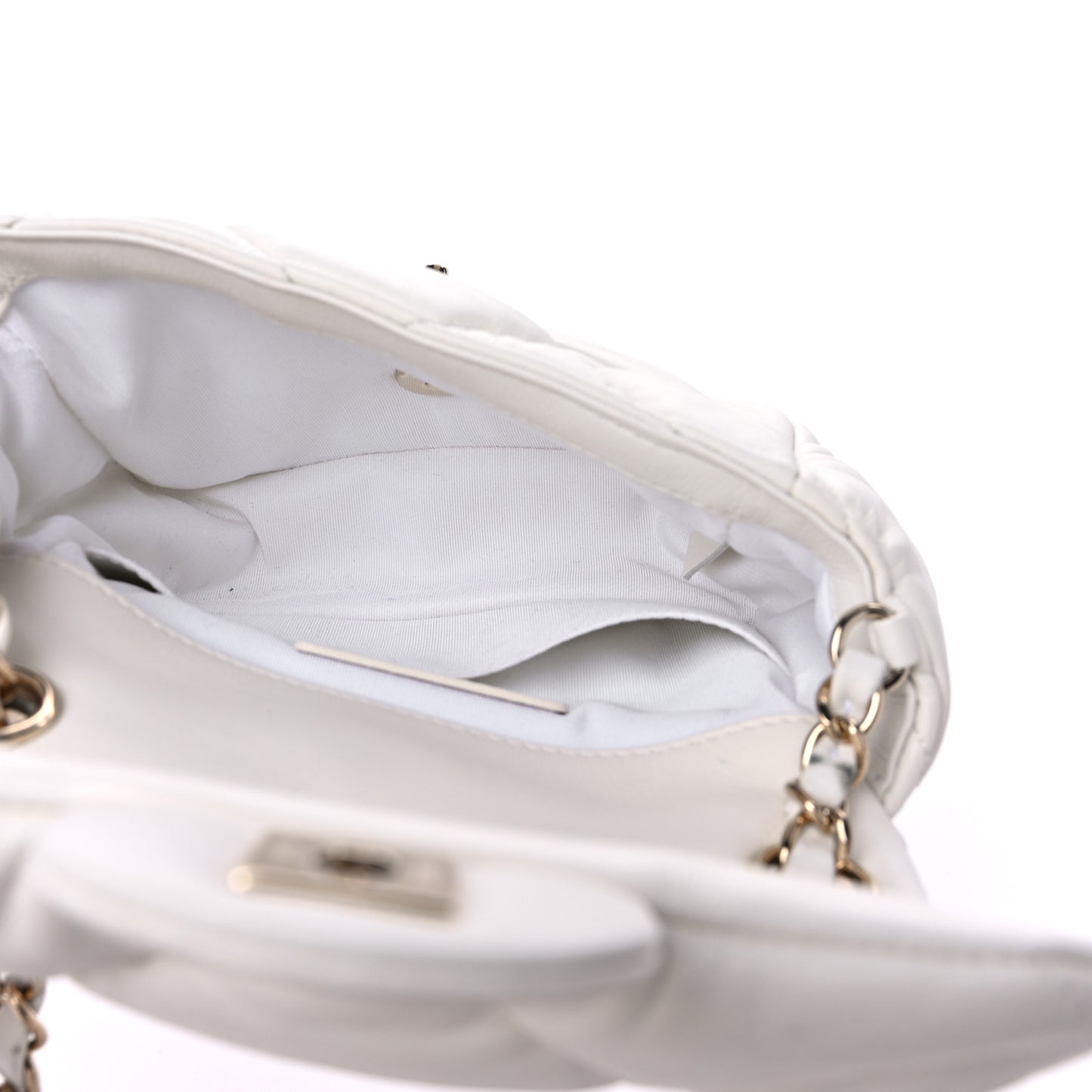 Calfskin Quilted Mini Square Bubbly Flap White