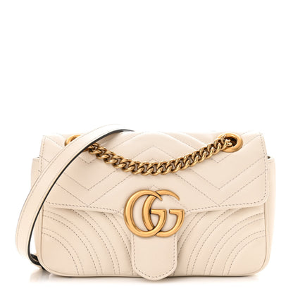 Gucci Calfskin Matelasse Mini GG Marmont Shoulder Bag White 1 of 13
