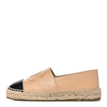 Chanel Lambskin CC Espadrilles 36 Beige Black 1 of 9