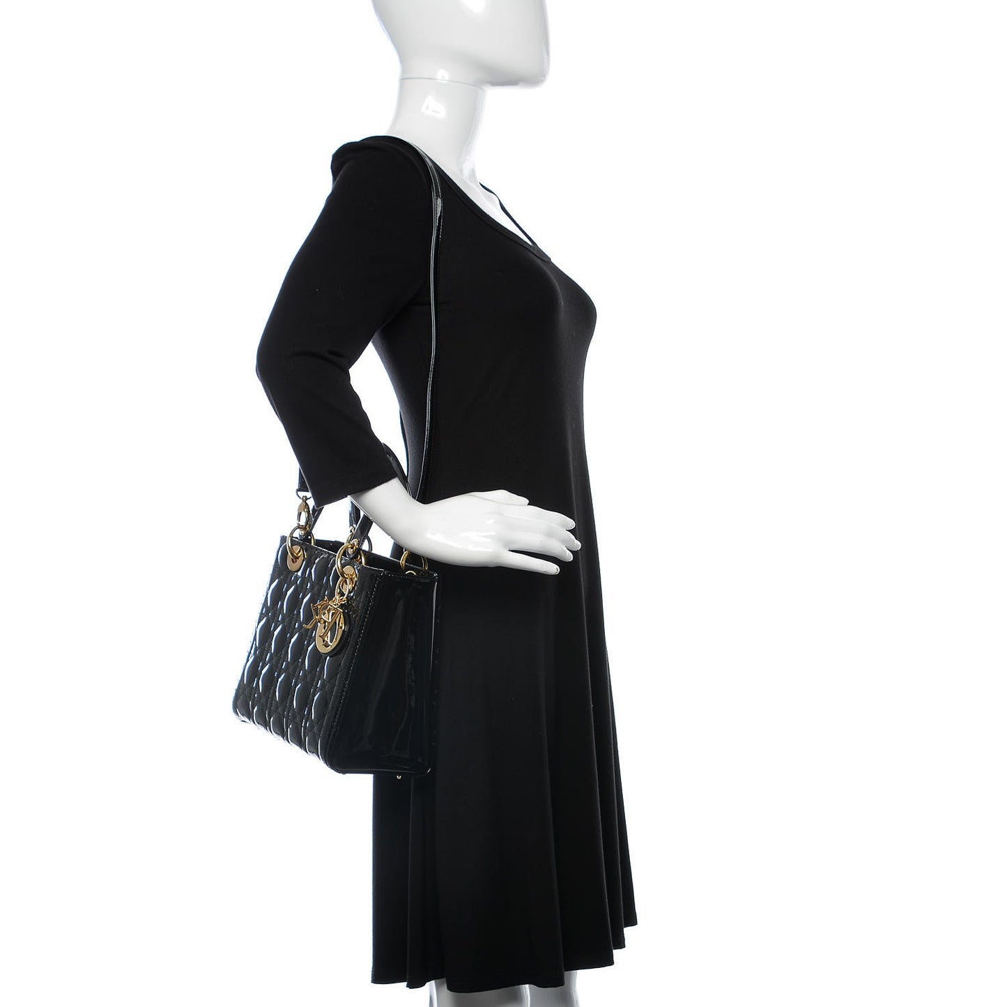Patent Cannage Medium Lady Dior Black