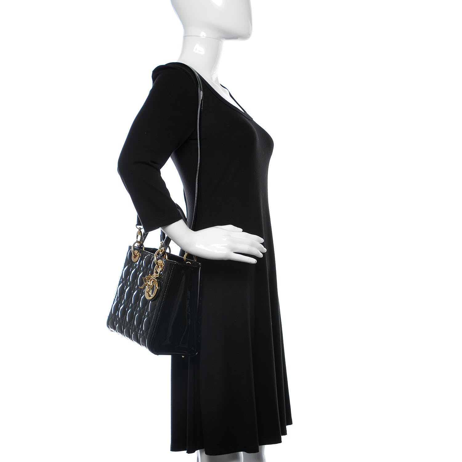 Christian Dior Patent Cannage Medium Lady Dior Black 2 of 10