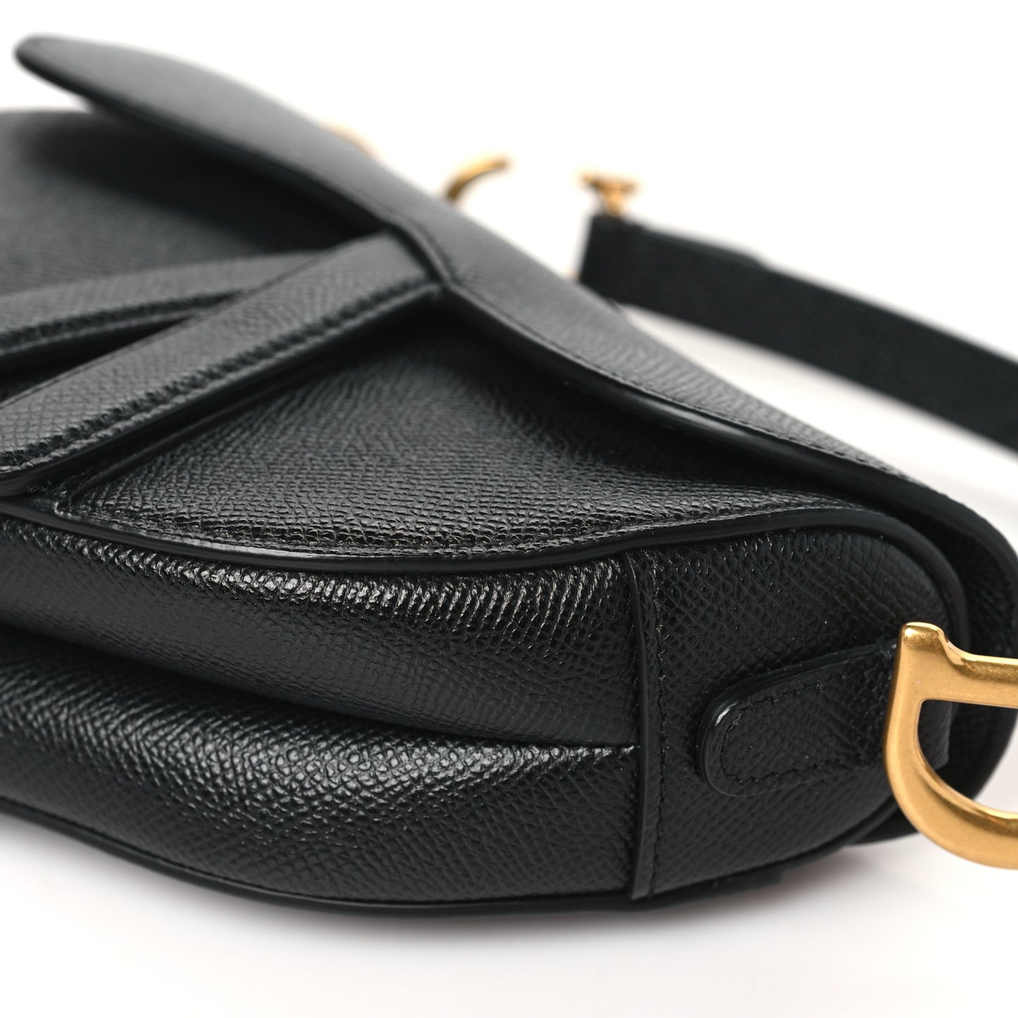 Grained Calfskin Mini Saddle Bag Black